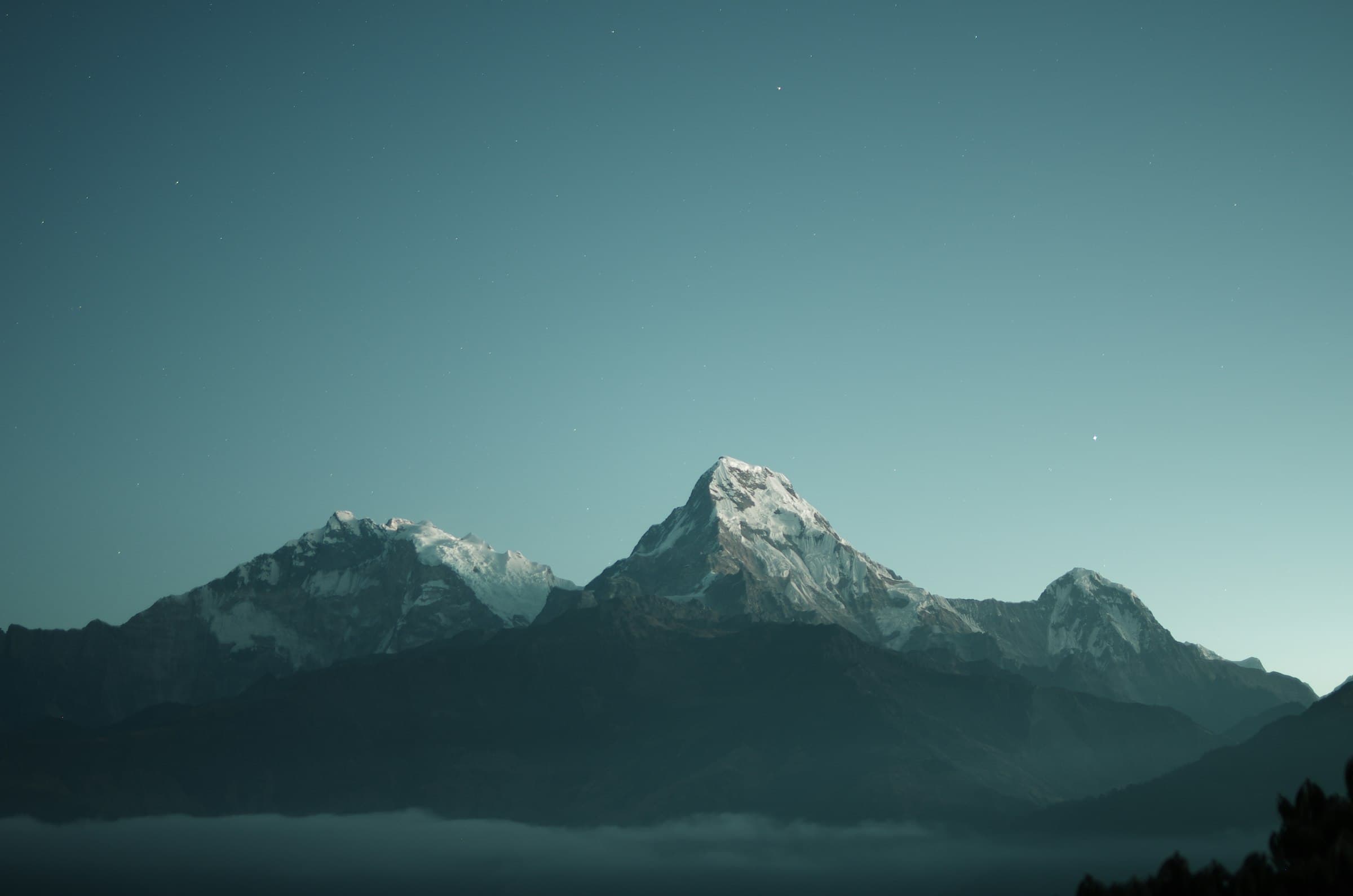 Annapurna South and Machapuchare at dawn seen from Poon Hill